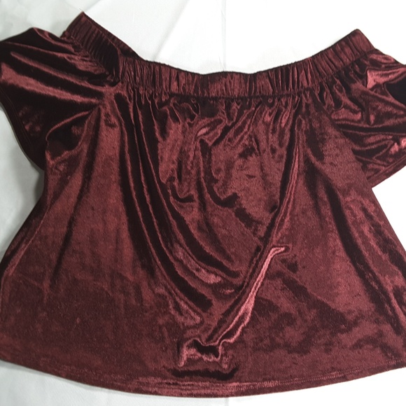 Tops - Women's Off the Shoulder Merlot Velvet Top
